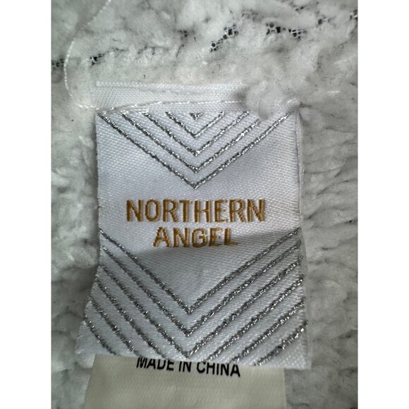 Northern Angel Hooded Cardigan Sweater L Acrylic Geometric Pattern Black/White - Picture 4 of 16